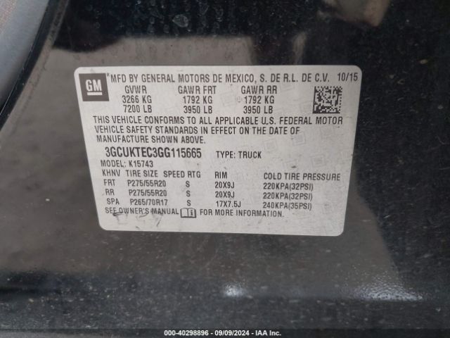 3GCUKTEC3GG115665 Chevrolet Silverado 1500 High Country