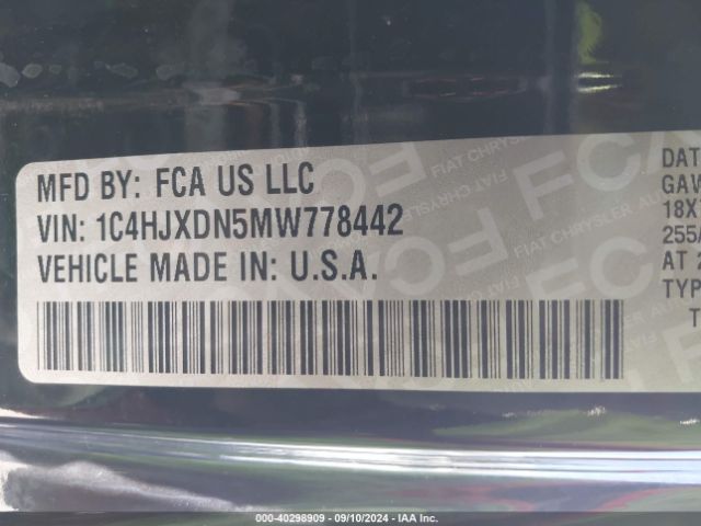 2021 JEEP WRANGLER UNLIMITED 1C4HJXDN5MW778442 Photo 8