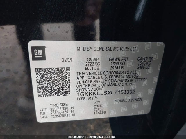 1GKKNLLSXLZ151392 GMC Acadia Awd At4