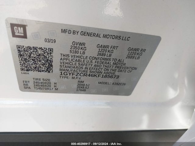 1GYFZCR46KF185673 Cadillac Xt4 Premium Luxury