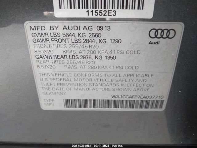 WA1CGAFP7EA037710 Audi Sq5 3.0t Premium Plus