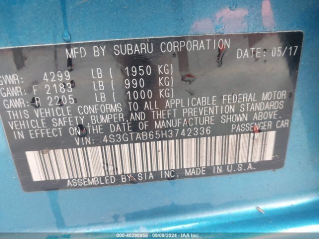 4S3GTAB65H3742336 Subaru Impreza 2.0i Premium