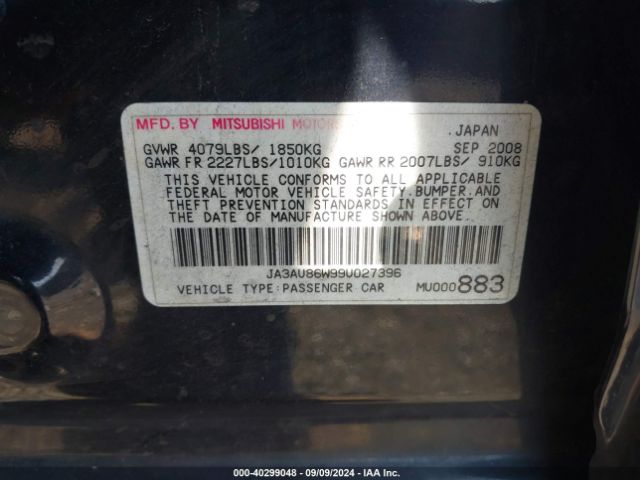2009 MITSUBISHI LANCER JA3AU86W99U027396 Photo 8