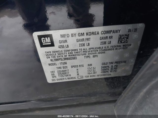 KL79MPSL3MB002683 Chevrolet Trailblazer Fwd Lt