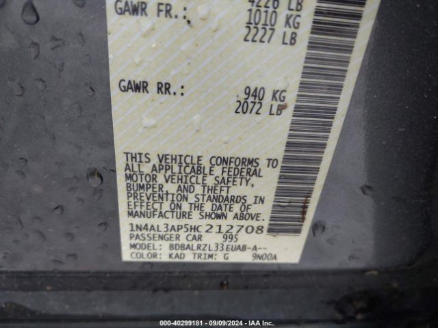 1N4AL3AP5HC212708 Nissan Altima 2.5 Sl