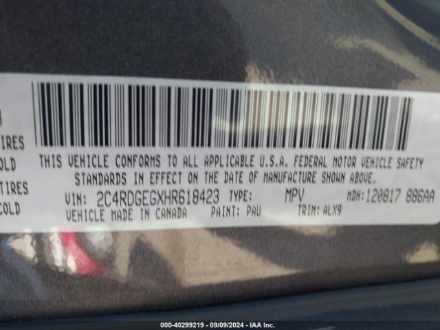 2C4RDGEGXHR618423 Dodge Grand Caravan Gt