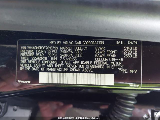 YV440MDB3F2615799 Volvo Xc60 T5 Premier
