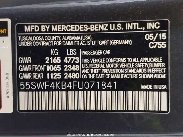 55SWF4KB4FU071841 Mercedes-Benz C 300 4matic/luxury 4matic/sport 4matic
