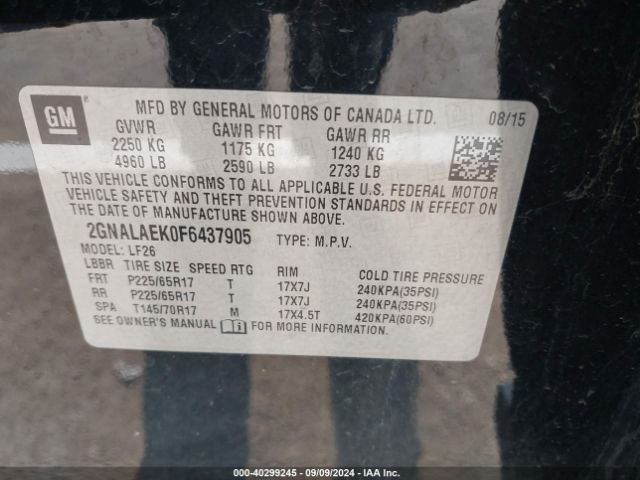 2GNALAEK0F6437905 Chevrolet EQUINOX LS