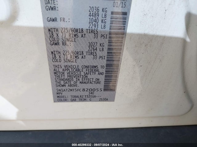 Nissan Rogue Sl 2015 5N1AT2MT5FC820055 Image 9
