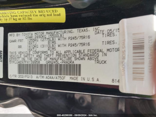 5TFLU4EN7FX139958 Toyota Tacoma Base V6