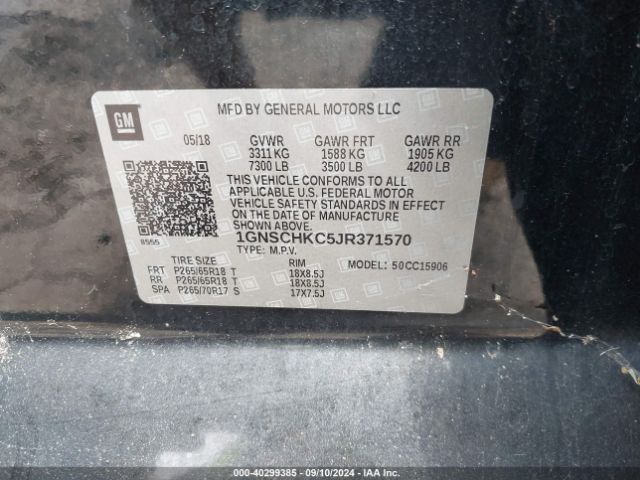 1GNSCHKC5JR371570 Chevrolet Suburban Lt