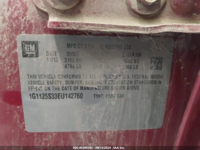 Chevrolet Impala 2lt 2014 1G1125S33EU142760 Image 9