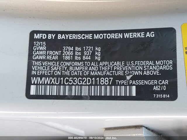 2016 MINI HARDTOP WMWXU1C53G2D11887 Photo 8