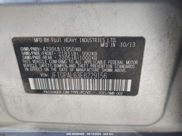 JF1GPAL63E8229156 Subaru Impreza 2.0i Sport Premium