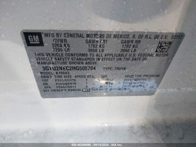 3GTU2NEC2HG505704 GMC Sierra 1500 Slt