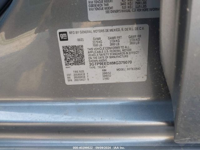 3GTP9EEDXMG375070 GMC Sierra 1500 4wd  Short Box At4