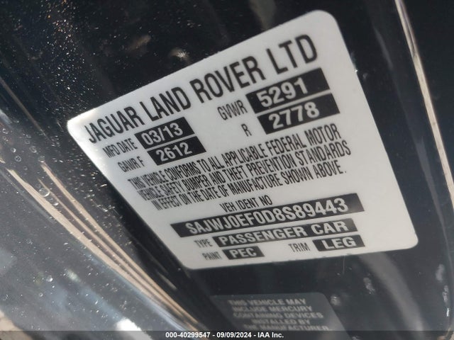 2013 JAGUAR XF SAJWJ0EF0D8S89443 Photo 8