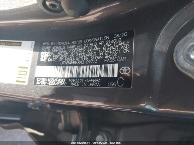 JTNB4MBEXM3109773 Toyota COROLLA SE