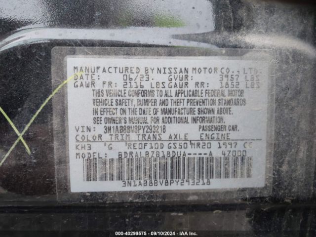 3N1AB8BV8PY293218 Nissan Sentra S Xtronic Cvt