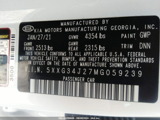 5XXG34J27MG059239 KIA K5 EX