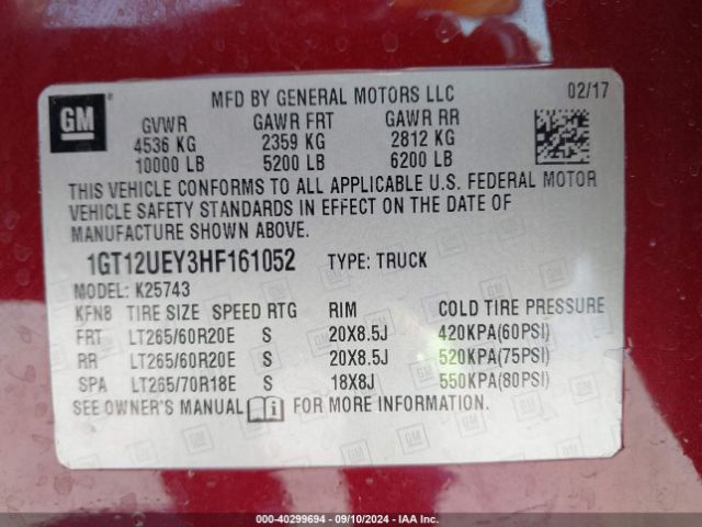 1GT12UEY3HF161052 GMC Sierra 2500hd Denali