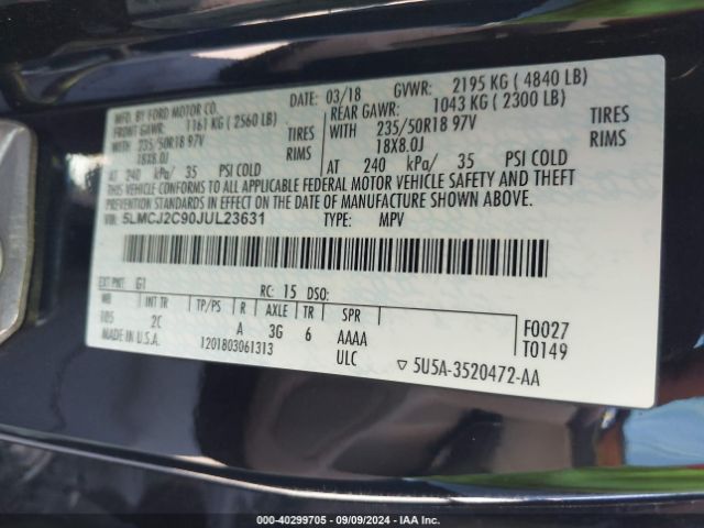5LMCJ2C90JUL23631 Lincoln MKC SELECT