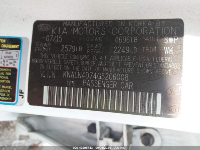 KNALN4D74G5206008 KIA Cadenza Limited