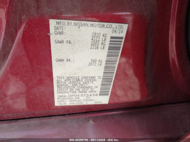 1N4AL3AP5EN375438 Nissan Altima 2.5/2.5 S/2.5 Sl/2.5 Sv