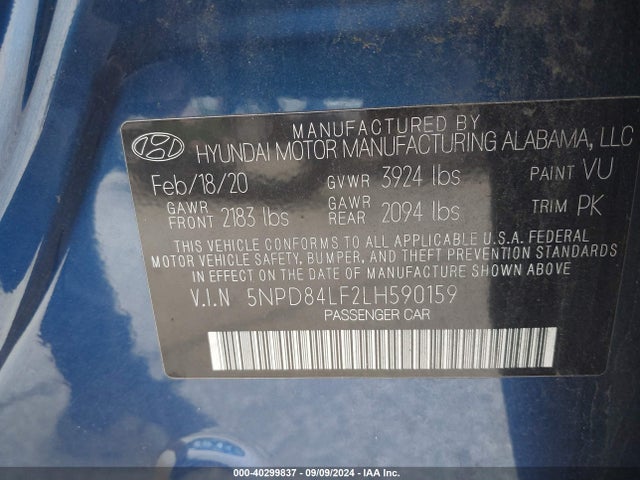 Hyundai Elantra Value Edition 2020 5NPD84LF2LH590159 Image 9
