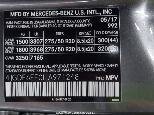 4JGDF6EE0HA971248 Mercedes-Benz Gls 450 4matic