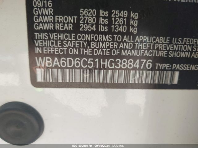 2017 BMW 650I GRAN COUPE WBA6D6C51HG388476 Photo 8
