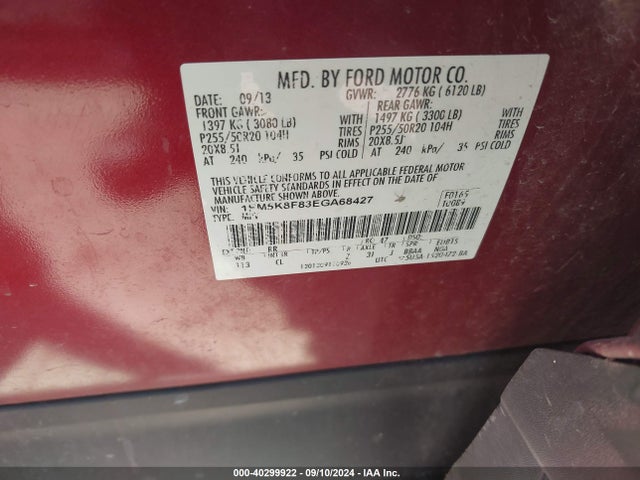 Ford Explorer Limited 2014 1FM5K8F83EGA68427 Image 9