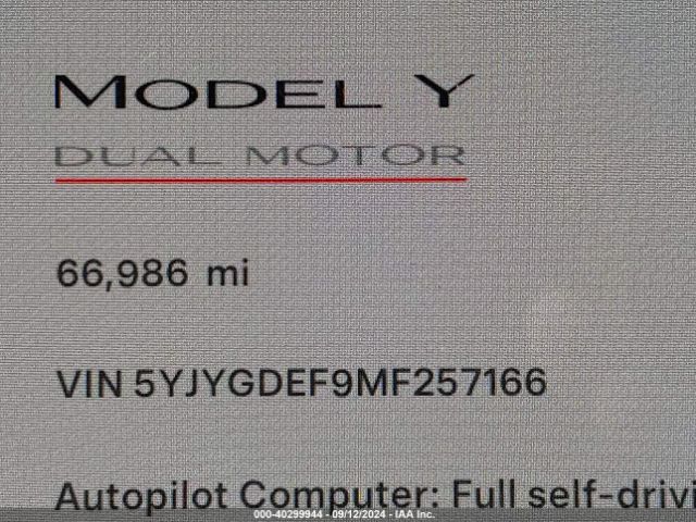 5YJYGDEF9MF257166 Tesla Model Y Performance Dual Motor All-wheel Drive