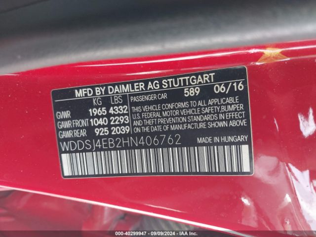 WDDSJ4EB2HN406762 Mercedes-Benz CLA 250