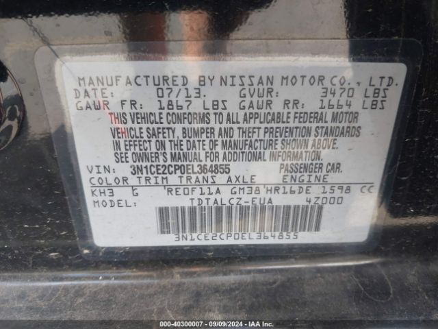 3N1CE2CP0EL364855 Nissan Versa Note S Plus