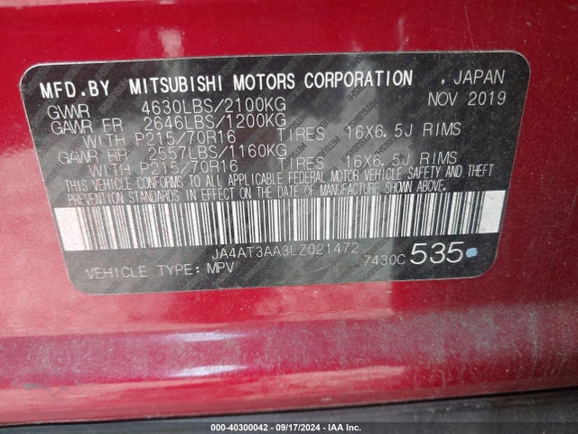 2020 MITSUBISHI ECLIPSE CROSS JA4AT3AA3LZ021472 Photo 8