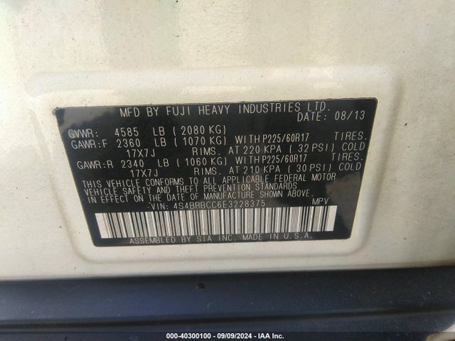 Subaru Outback 2.5i Premium 2014 4S4BRBCC6E3228375 Image 9