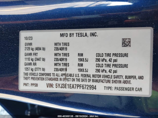 2023 TESLA MODEL 3 5YJ3E1EA7PF672994 Photo 8