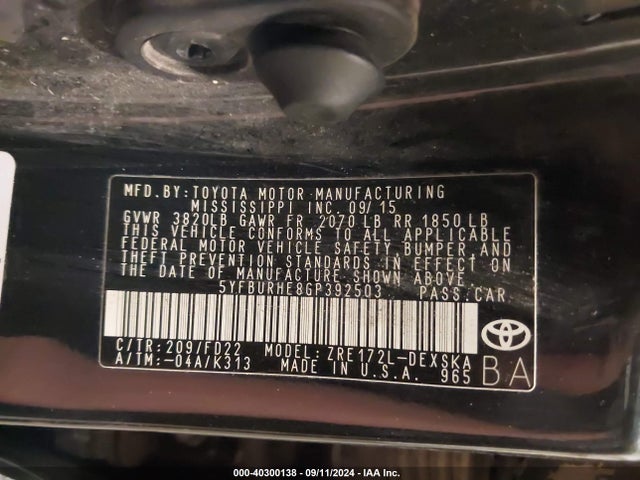 Toyota Corolla S Plus 2016 5YFBURHE8GP392503 Image 9