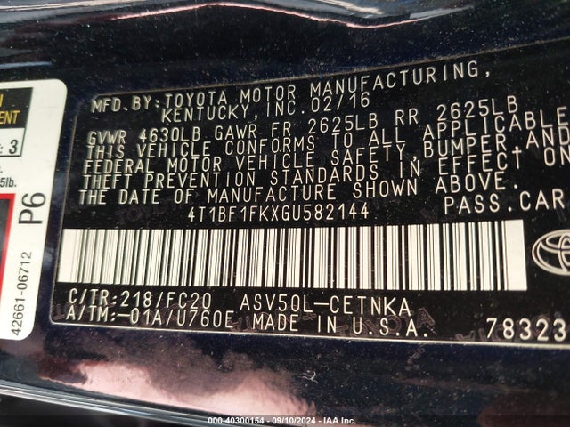 Toyota CAMRY LE 2016 4T1BF1FKXGU582144 Image 9