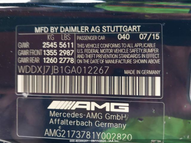 2016 MERCEDES-BENZ AMG S 63 WDDXJ7JB1GA012267 Photo 8