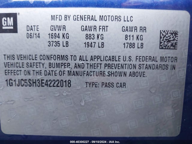 Chevrolet Sonic Lt Auto 2014 1G1JC5SH3E4222018 Image 9