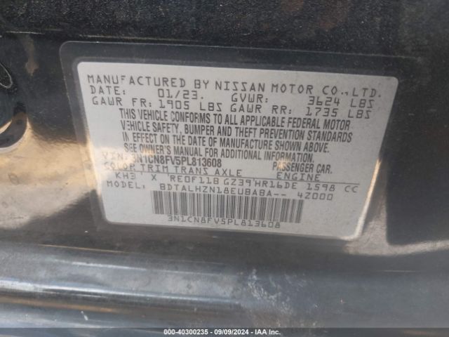 3N1CN8FV5PL813608 Nissan Versa 1.6 Sr Xtronic Cvt