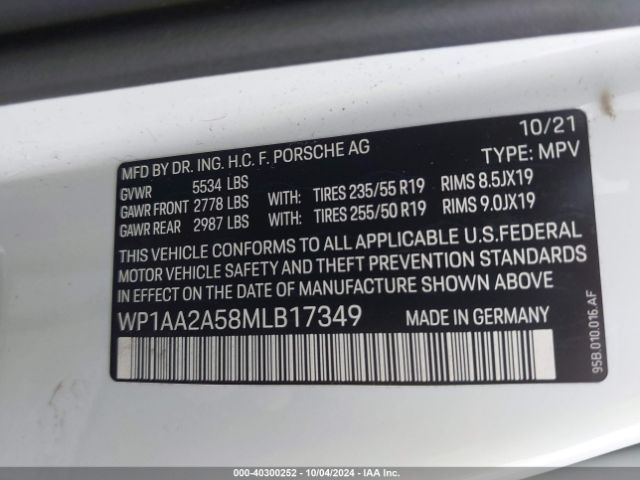 WP1AA2A58MLB17349 Porsche Macan