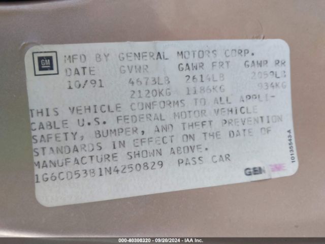 1992 CADILLAC DEVILLE 1G6CD53B1N4250829 Photo 8