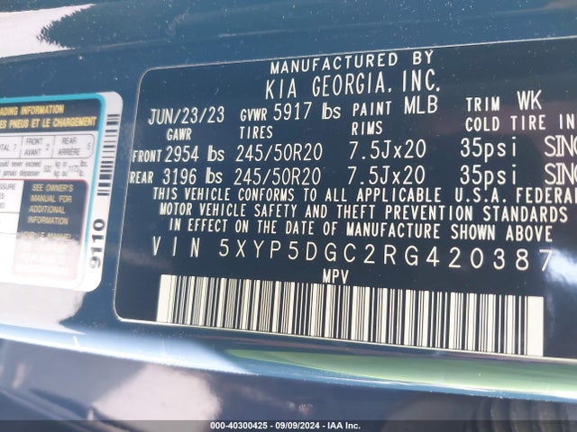 5XYP5DGC2RG420387 KIA Telluride Sx Prestige