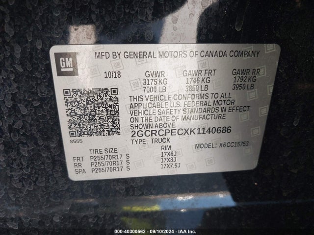 Chevrolet Silverado 1500 Ld Lt 2019 2GCRCPECXK1140686 Image 9