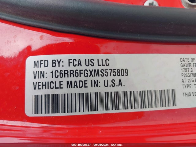 1C6RR6FGXMS575809 RAM 1500 Classic Tradesman Quad Cab 4x2 6'4 Box