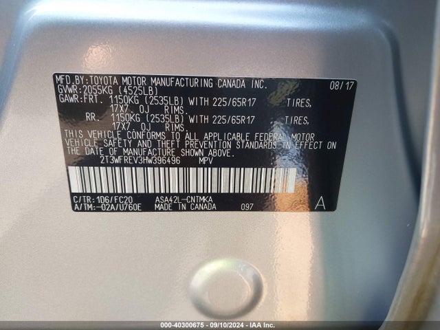 Toyota Rav4 Xle 2017 2T3WFREV3HW396496 Image 9